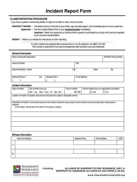 Insurance Incident Report .
